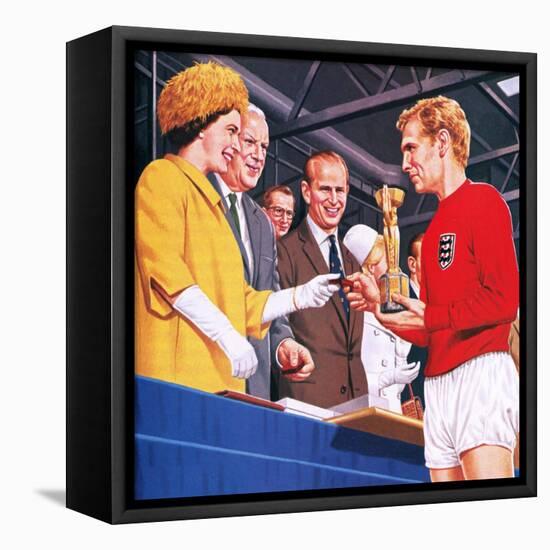 Bobby Moore Collecting the Football World Cup Trophy in 1966-John Keay-Framed Premier Image Canvas