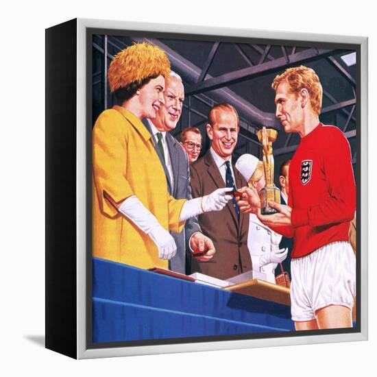 Bobby Moore Collecting the Football World Cup Trophy in 1966-John Keay-Framed Premier Image Canvas