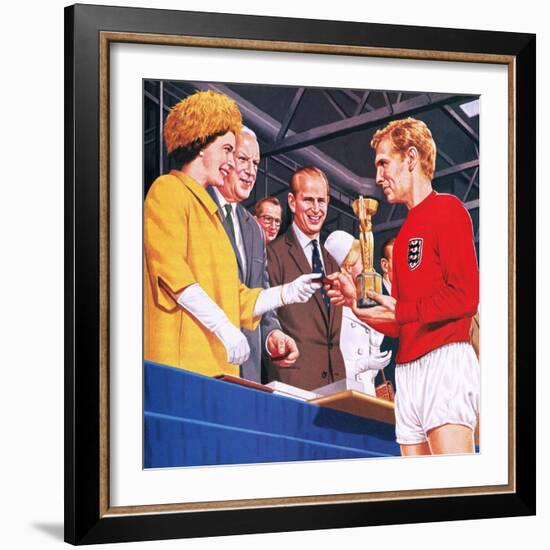 Bobby Moore Collecting the Football World Cup Trophy in 1966-John Keay-Framed Giclee Print