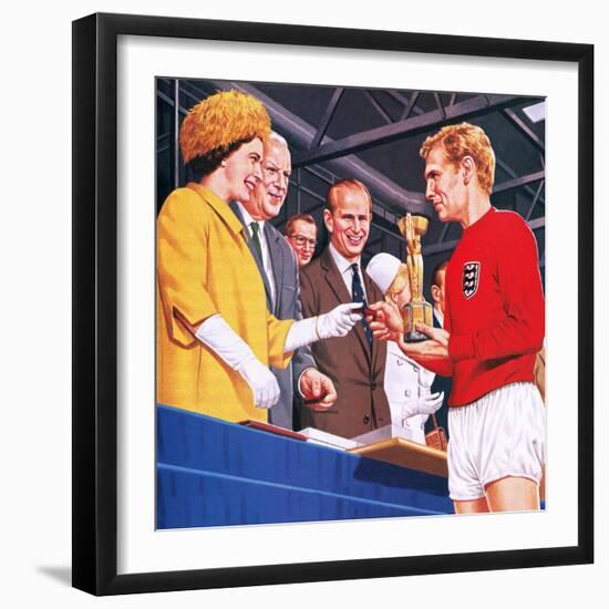 Bobby Moore Collecting the Football World Cup Trophy in 1966-John Keay-Framed Giclee Print