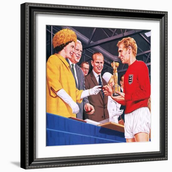 Bobby Moore Collecting the Football World Cup Trophy in 1966-John Keay-Framed Giclee Print