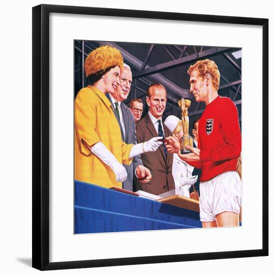 Bobby Moore Collecting the Football World Cup Trophy in 1966-John Keay-Framed Giclee Print