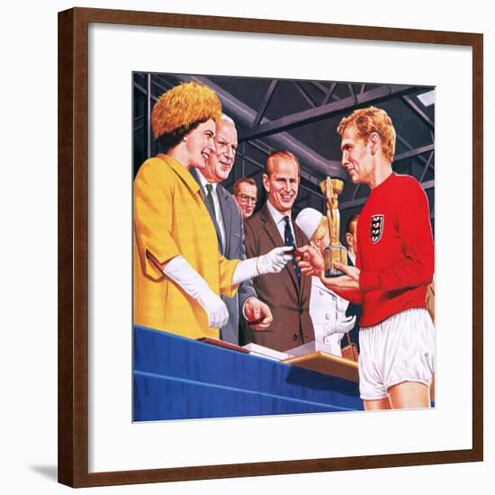 Bobby Moore Collecting the Football World Cup Trophy in 1966-John Keay-Framed Giclee Print