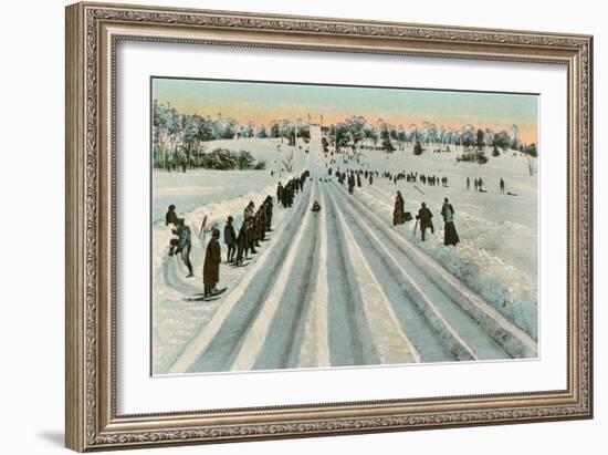 Bobsledding Competition-null-Framed Art Print