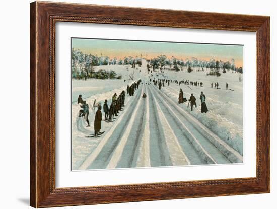 Bobsledding Competition-null-Framed Art Print