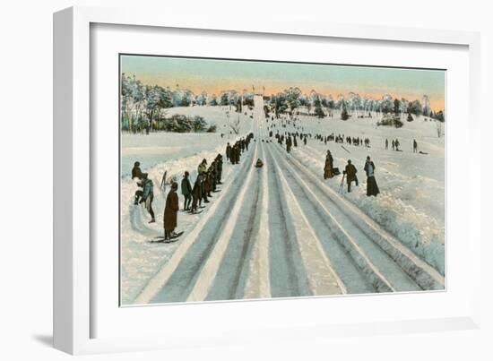 Bobsledding Competition-null-Framed Art Print