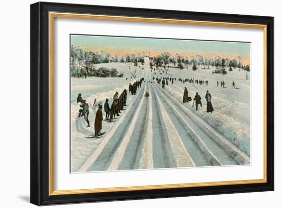 Bobsledding Competition-null-Framed Art Print