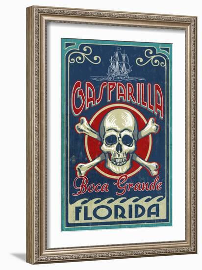 Boca Grande, Florida - Gasparilla Skull and Crossbones-Lantern Press-Framed Art Print