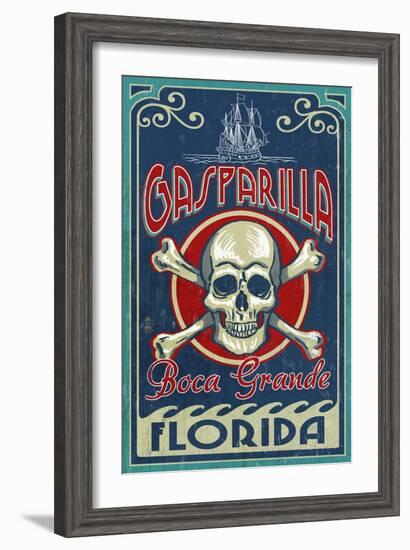 Boca Grande, Florida - Gasparilla Skull and Crossbones-Lantern Press-Framed Art Print