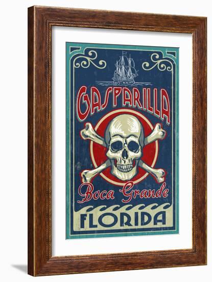 Boca Grande, Florida - Gasparilla Skull and Crossbones-Lantern Press-Framed Art Print