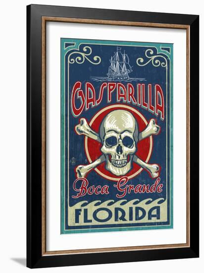 Boca Grande, Florida - Gasparilla Skull and Crossbones-Lantern Press-Framed Art Print