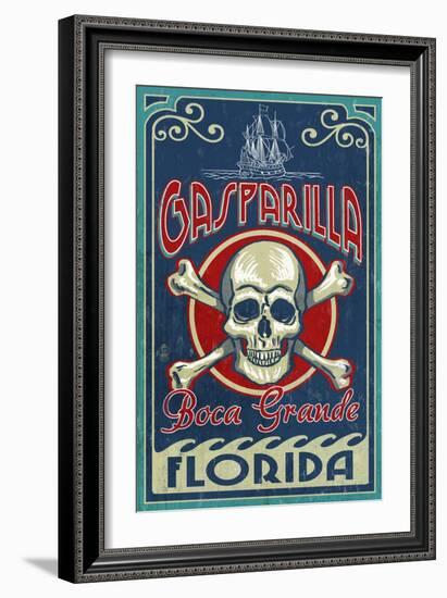 Boca Grande, Florida - Gasparilla Skull and Crossbones-Lantern Press-Framed Art Print