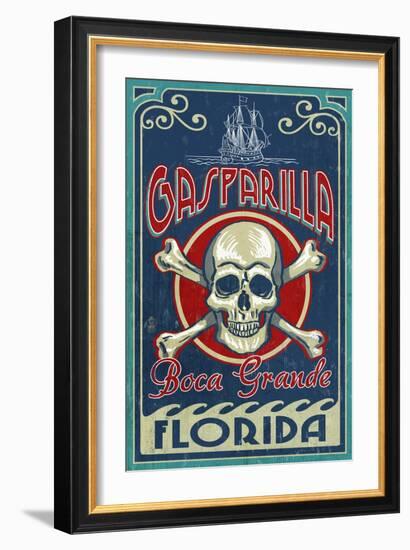 Boca Grande, Florida - Gasparilla Skull and Crossbones-Lantern Press-Framed Art Print