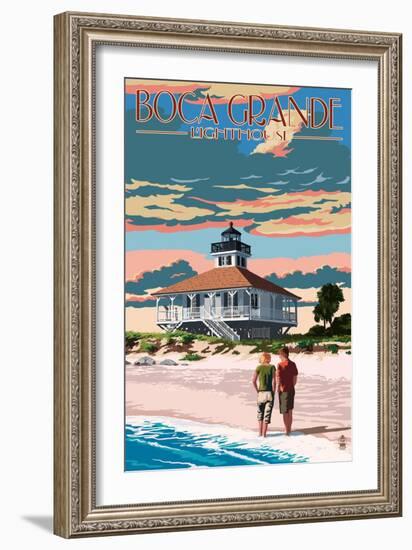 Boca Grande, Florida - Lighthouse-Lantern Press-Framed Art Print