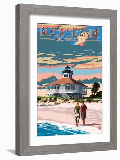 Boca Grande, Florida - Lighthouse-Lantern Press-Framed Art Print