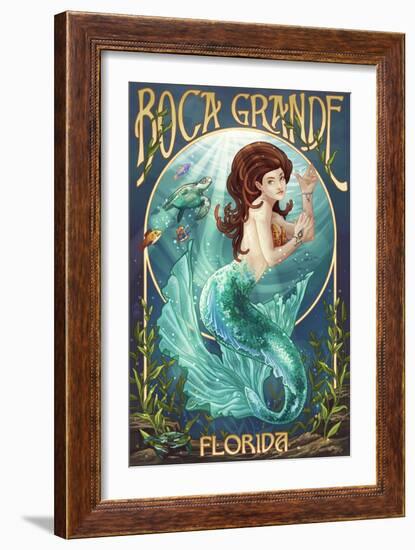 Boca Grande, Florida - Mermaid-Lantern Press-Framed Art Print