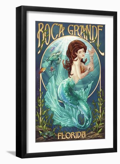 Boca Grande, Florida - Mermaid-Lantern Press-Framed Art Print