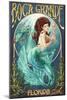 Boca Grande, Florida - Mermaid-Lantern Press-Mounted Art Print