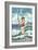 Boca Grande, Florida - Pinup Girl Fishing-Lantern Press-Framed Art Print