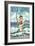 Boca Grande, Florida - Pinup Girl Fishing-Lantern Press-Framed Art Print