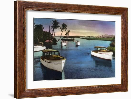 Boca Raton, Florida - Deep Sea Fishing Fleet Scene-Lantern Press-Framed Art Print