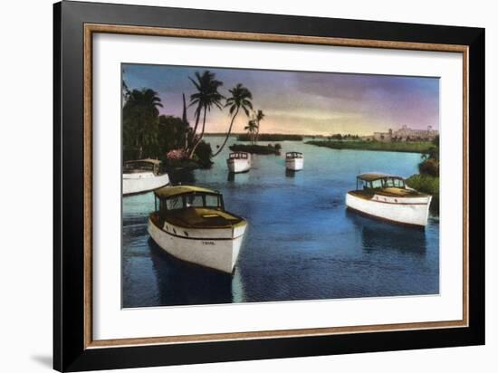 Boca Raton, Florida - Deep Sea Fishing Fleet Scene-Lantern Press-Framed Art Print