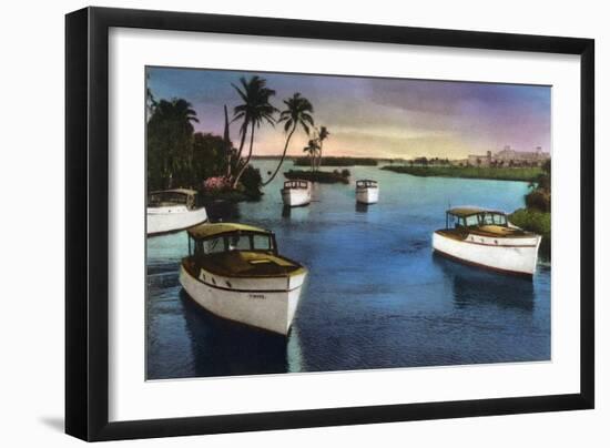 Boca Raton, Florida - Deep Sea Fishing Fleet Scene-Lantern Press-Framed Art Print