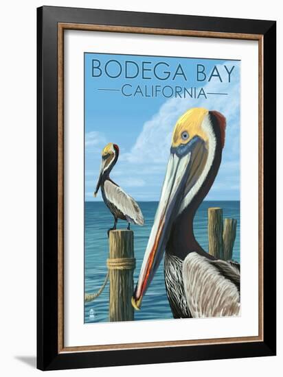Bodega Bay, California - Brown Pellican-Lantern Press-Framed Art Print