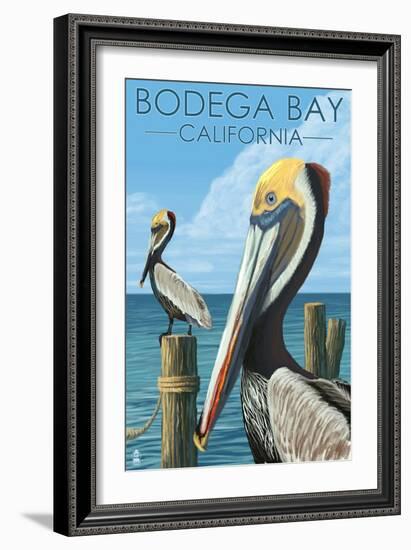 Bodega Bay, California - Brown Pellican-Lantern Press-Framed Art Print