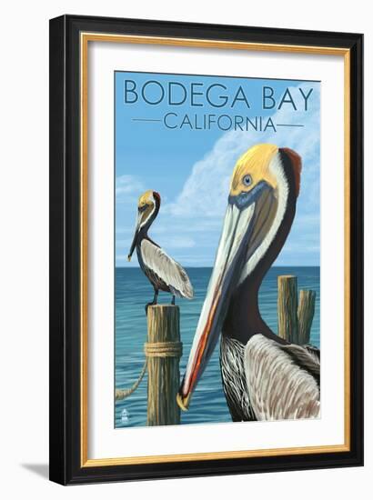 Bodega Bay, California - Brown Pellican-Lantern Press-Framed Art Print