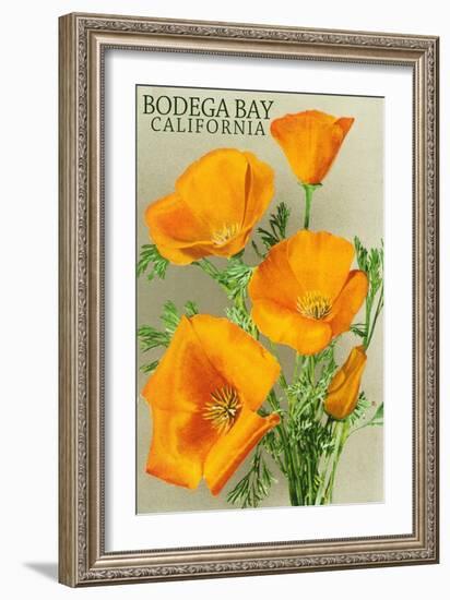 Bodega Bay, California - Poppy-Lantern Press-Framed Art Print