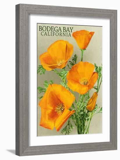 Bodega Bay, California - Poppy-Lantern Press-Framed Art Print