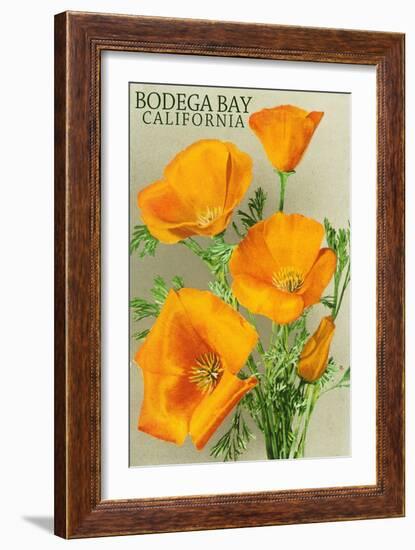 Bodega Bay, California - Poppy-Lantern Press-Framed Art Print