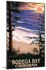 Bodega Bay, California - Sunset and Beach-Lantern Press-Mounted Art Print