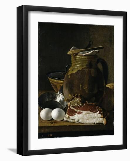 "Bodegón con jamón, huevos y recipientes, Late 18th century.-Luis Egidio Meléndez-Framed Giclee Print