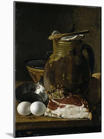"Bodegón con jamón, huevos y recipientes, Late 18th century.-Luis Egidio Meléndez-Mounted Giclee Print