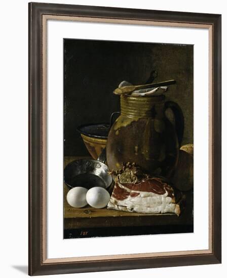 "Bodegón con jamón, huevos y recipientes, Late 18th century.-Luis Egidio Meléndez-Framed Giclee Print