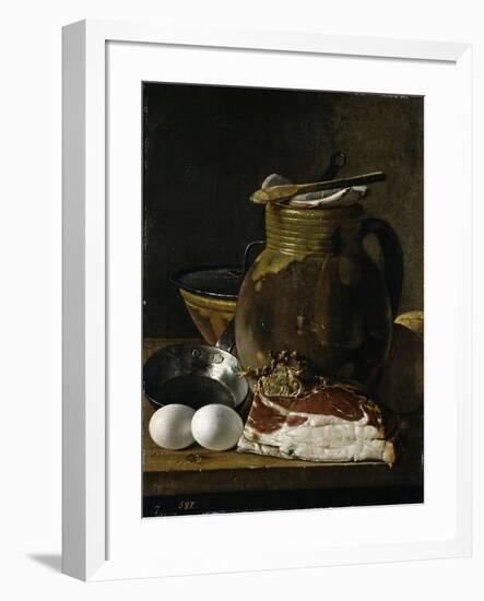 "Bodegón con jamón, huevos y recipientes, Late 18th century.-Luis Egidio Meléndez-Framed Giclee Print