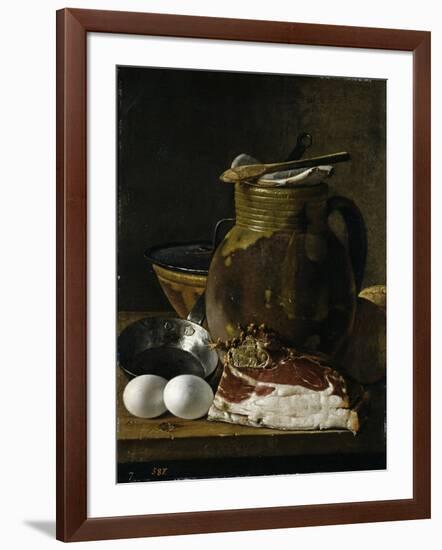 "Bodegón con jamón, huevos y recipientes, Late 18th century.-Luis Egidio Meléndez-Framed Giclee Print