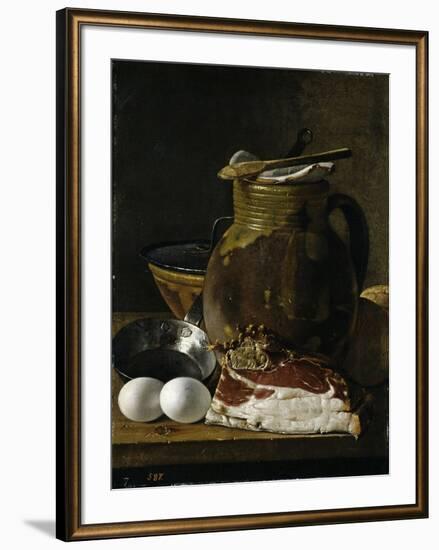 "Bodegón con jamón, huevos y recipientes, Late 18th century.-Luis Egidio Meléndez-Framed Giclee Print