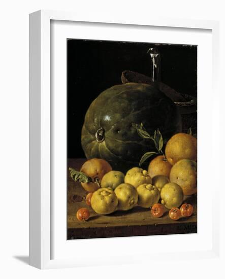 Bodegón con limas, naranjas, acerolas y sandía-Luis Egidio Meléndez-Framed Giclee Print