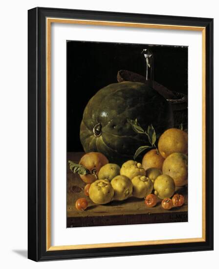 Bodegón con limas, naranjas, acerolas y sandía-Luis Egidio Meléndez-Framed Giclee Print