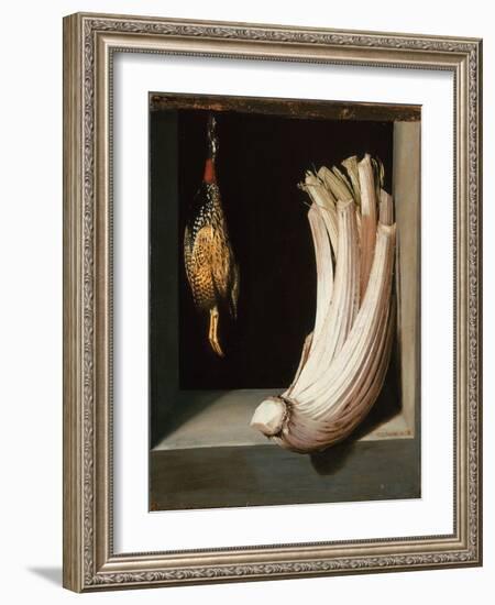 Bodegón with a Cardoon and Francolin-Juan Sanchez Cotan-Framed Giclee Print