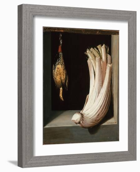 Bodegón with a Cardoon and Francolin-Juan Sanchez Cotan-Framed Giclee Print