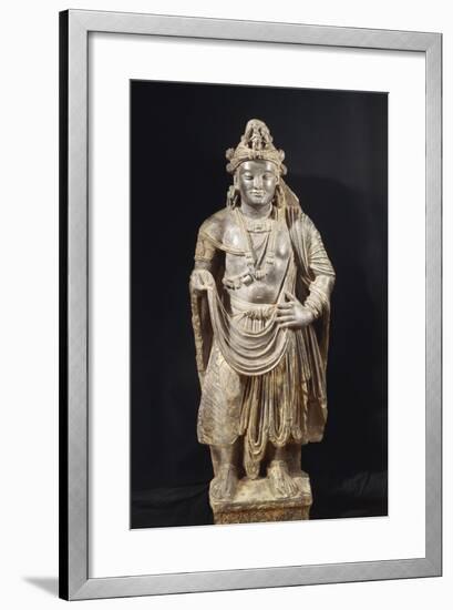 Bodhisattva, Grey Shale Greek-Style Buddhist Statue, from Peshawar Region, Pakistan-null-Framed Giclee Print
