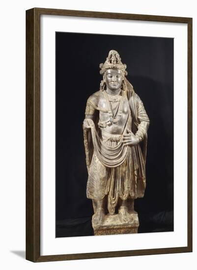 Bodhisattva, Grey Shale Greek-Style Buddhist Statue, from Peshawar Region, Pakistan-null-Framed Giclee Print