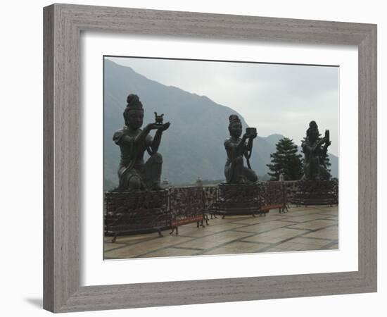 Bodhisattvas around the Big Buddha Statue, Lantau Island, Hong Kong, China-Amanda Hall-Framed Photographic Print