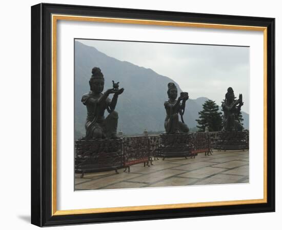 Bodhisattvas around the Big Buddha Statue, Lantau Island, Hong Kong, China-Amanda Hall-Framed Photographic Print