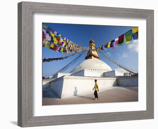 Bodhnath Stupa (Boudhanth) (Boudha) One of the Holiest Buddhist Sites in Kathmandu, UNESCO World He-Lee Frost-Framed Photographic Print