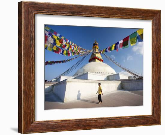 Bodhnath Stupa (Boudhanth) (Boudha) One of the Holiest Buddhist Sites in Kathmandu, UNESCO World He-Lee Frost-Framed Photographic Print